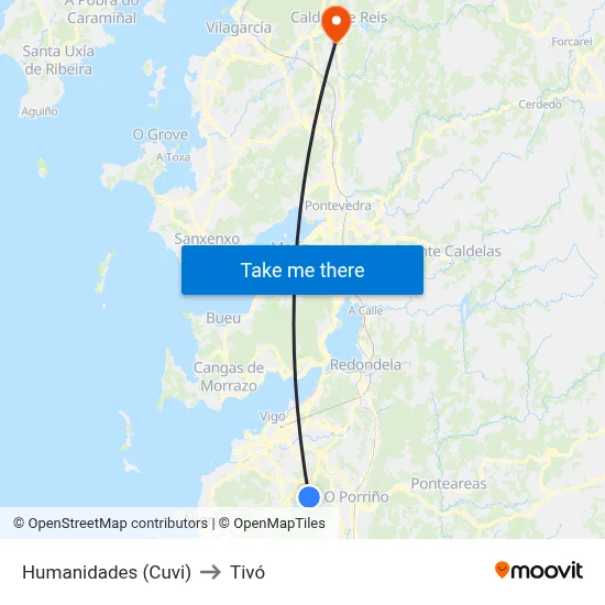 Humanidades (Cuvi) to Tivó map