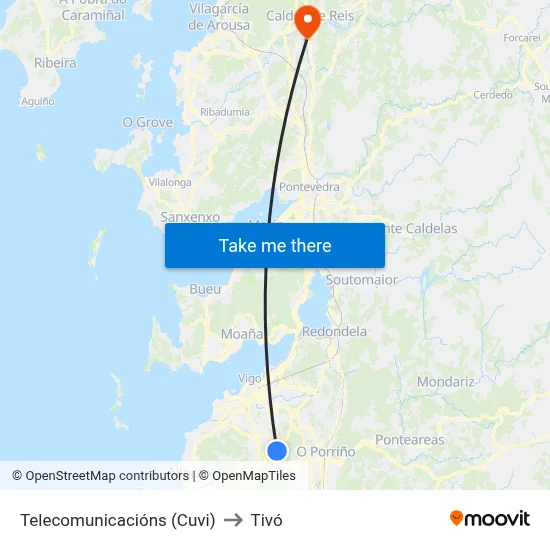 Telecomunicacións (Cuvi) to Tivó map