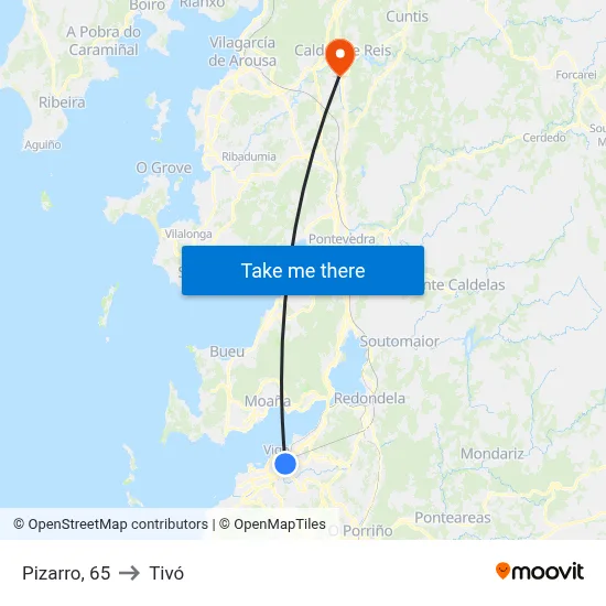 Pizarro, 65 to Tivó map