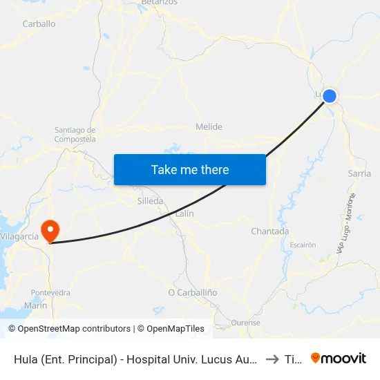 Hula (Ent. Principal) - Hospital Univ. Lucus Augusti to Tivó map