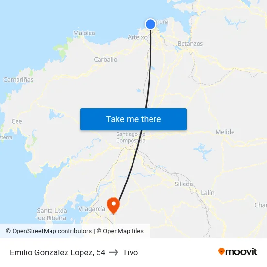 Emilio González López, 54 to Tivó map