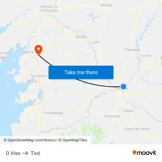 O Viso to Tivó map