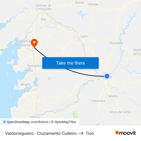 Valdorregueiro - Cruzamento Cudeiro to Tivó map