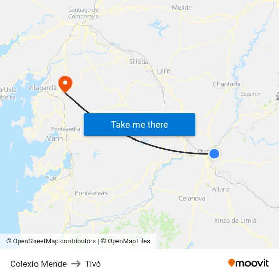 Colexio Mende to Tivó map