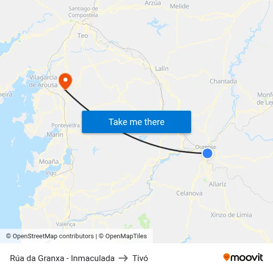 Rúa da Granxa - Inmaculada to Tivó map