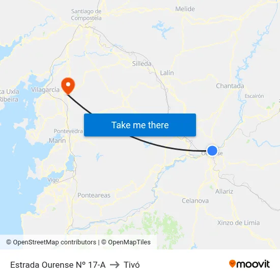 Estrada Ourense Nº 17-A to Tivó map