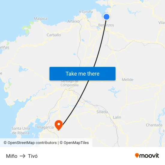 Miño to Tivó map