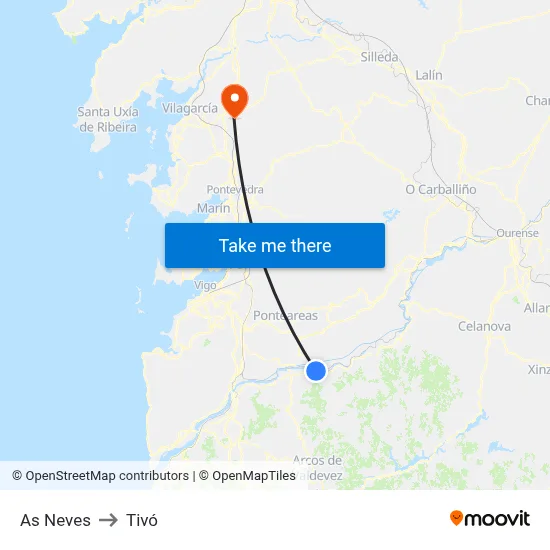 As Neves to Tivó map