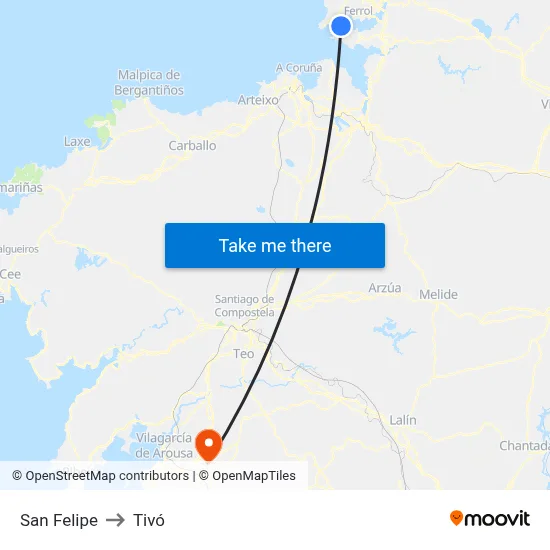 San Felipe to Tivó map