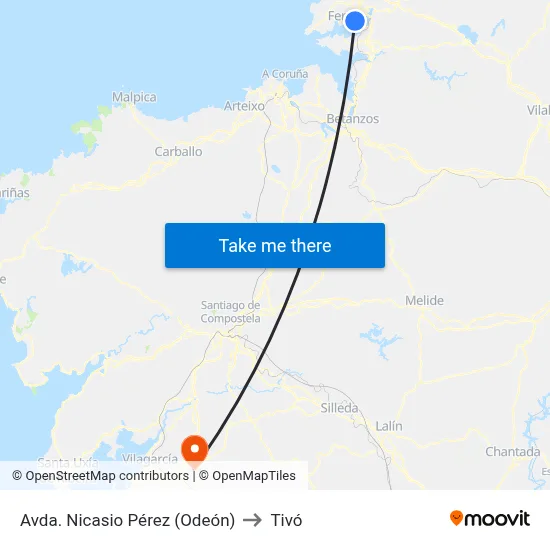 Avda. Nicasio Pérez (Odeón) to Tivó map