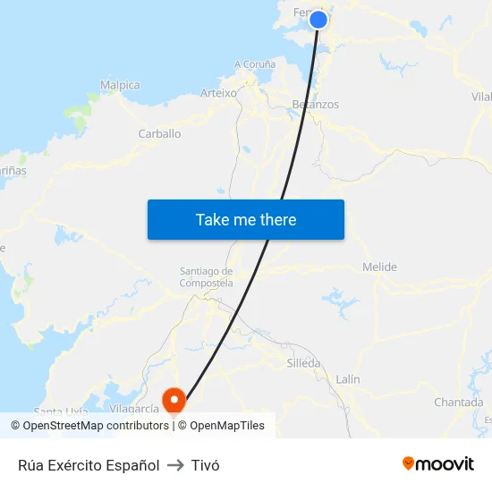 Rúa Exército Español to Tivó map