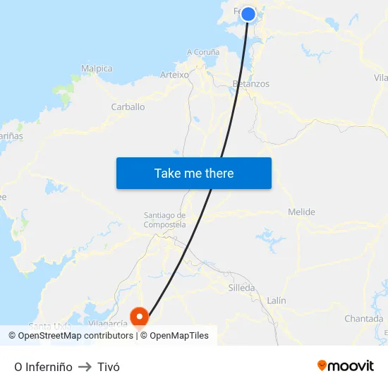 O Inferniño to Tivó map