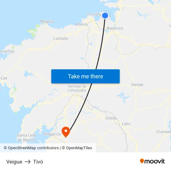 Veigue to Tivó map