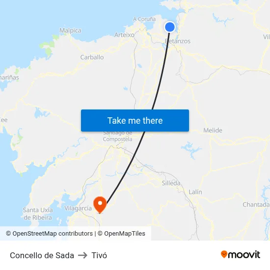 Concello de Sada to Tivó map