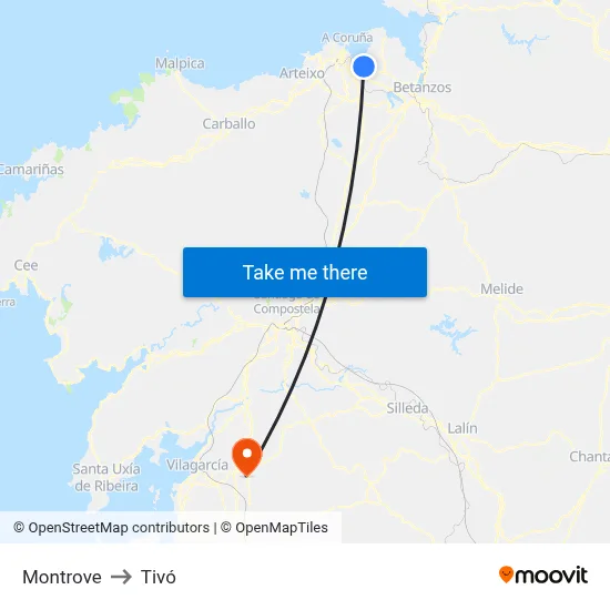 Montrove to Tivó map