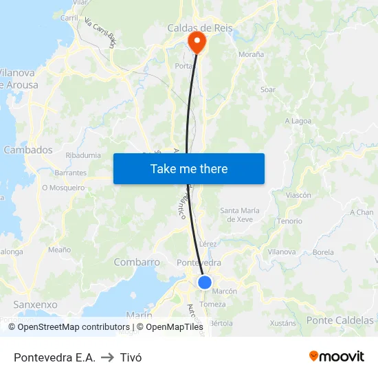 Pontevedra E.A. to Tivó map