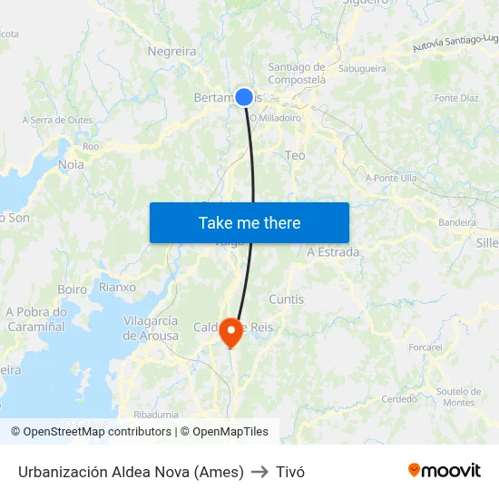 Urbanización Aldea Nova (Ames) to Tivó map