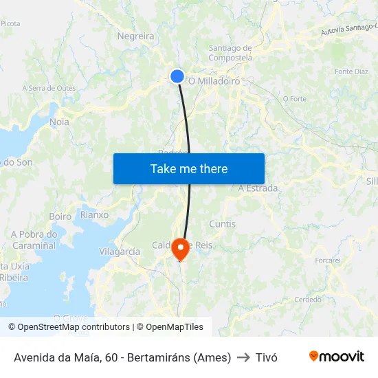 Avenida da Maía, 60 - Bertamiráns (Ames) to Tivó map