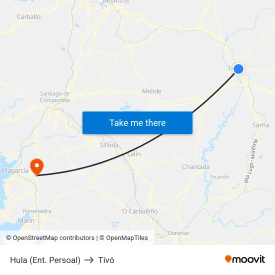Hula (Ent. Persoal) to Tivó map