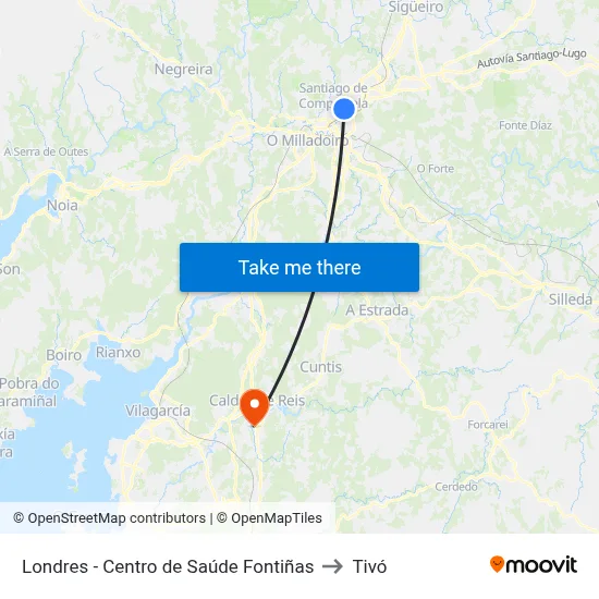 Londres - Centro de Saúde Fontiñas to Tivó map