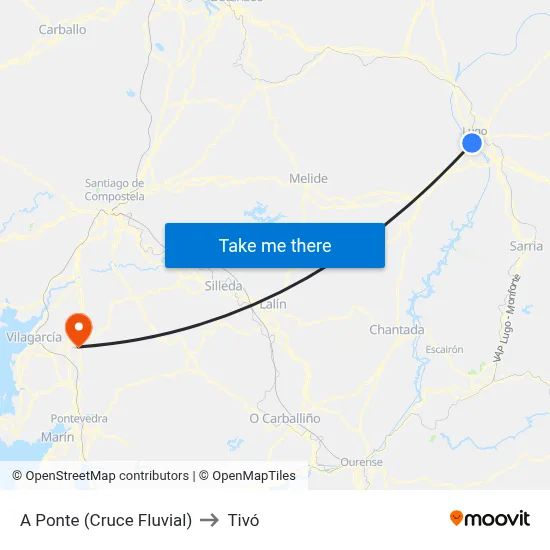 A Ponte (Cruce Fluvial) to Tivó map