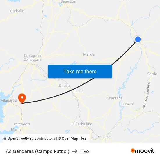 As Gándaras (Campo Fútbol) to Tivó map