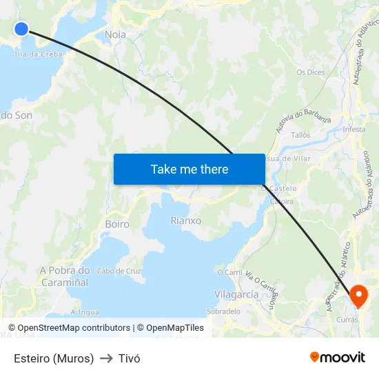 Esteiro (Muros) to Tivó map