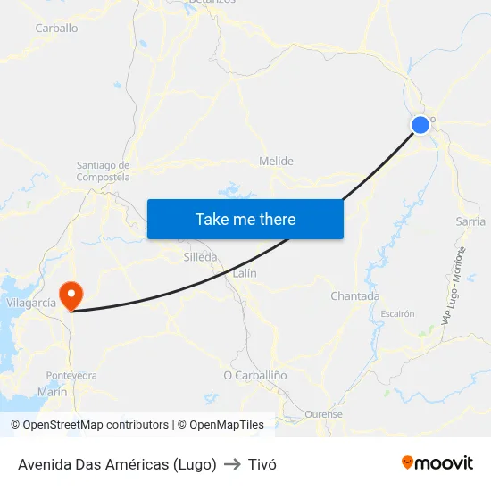 Avenida Das Américas (Lugo) to Tivó map
