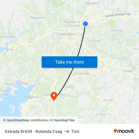 Estrada N-634 - Rotonda Csag to Tivó map