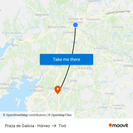 Praza de Galicia - Hórreo to Tivó map