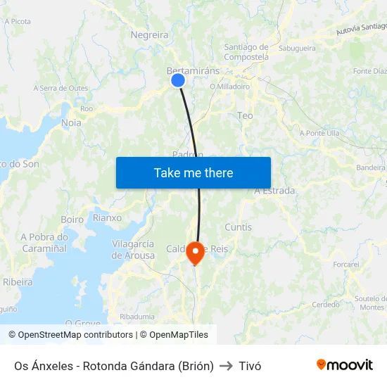 Os Ánxeles - Rotonda Gándara (Brión) to Tivó map