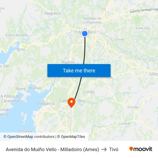 Avenida do Muíño Vello - Milladoiro (Ames) to Tivó map