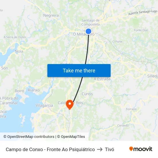 Campo de Conxo - Fronte Ao Psiquiátrico to Tivó map