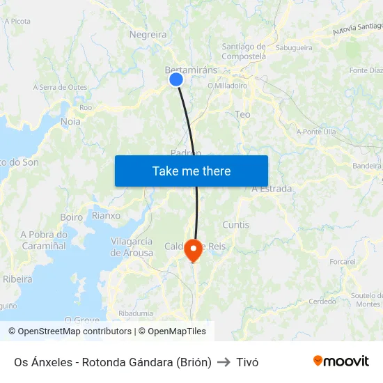 Os Ánxeles - Rotonda Gándara (Brión) to Tivó map
