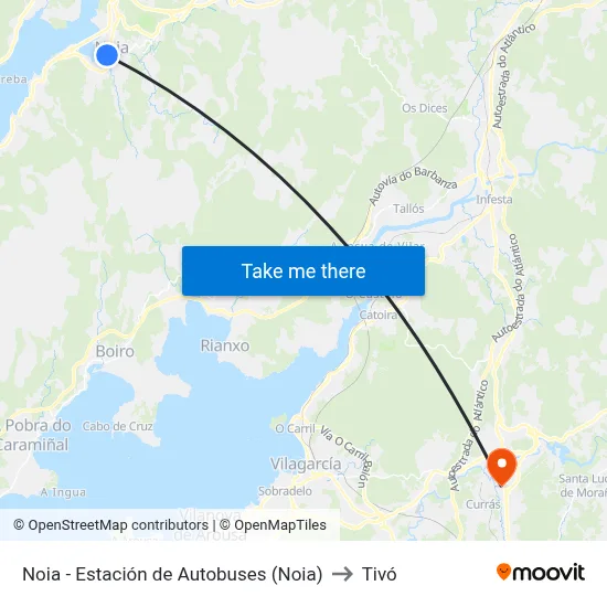 Noia - Estación de Autobuses (Noia) to Tivó map