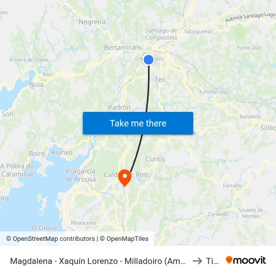 Magdalena - Xaquín Lorenzo - Milladoiro (Ames) to Tivó map