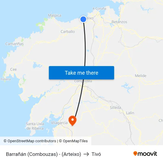 Barrañán (Combouzas) - (Arteixo) to Tivó map