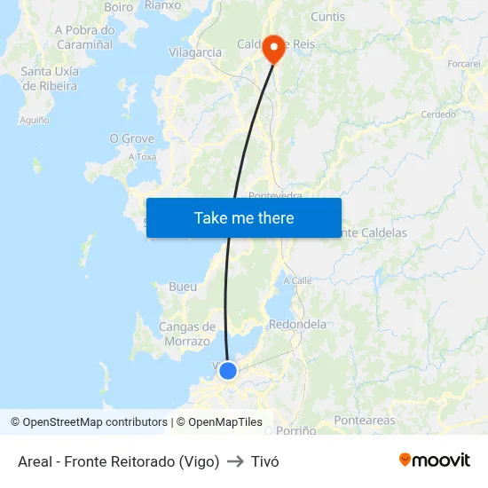 Areal - Fronte Reitorado (Vigo) to Tivó map
