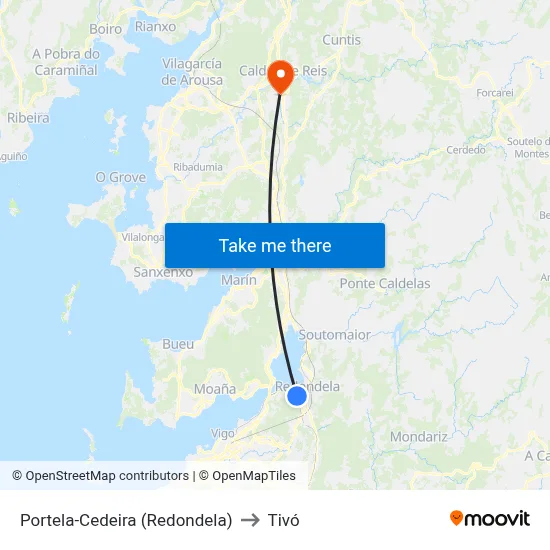 Portela-Cedeira (Redondela) to Tivó map