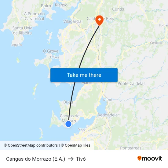 Cangas do Morrazo (E.A.) to Tivó map