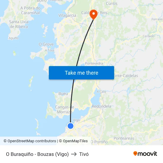 O Buraquiño - Bouzas (Vigo) to Tivó map