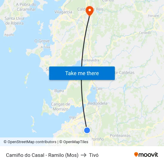 Camiño do Casal - Ramilo (Mos) to Tivó map