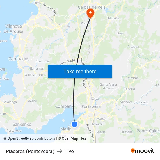 Placeres (Pontevedra) to Tivó map