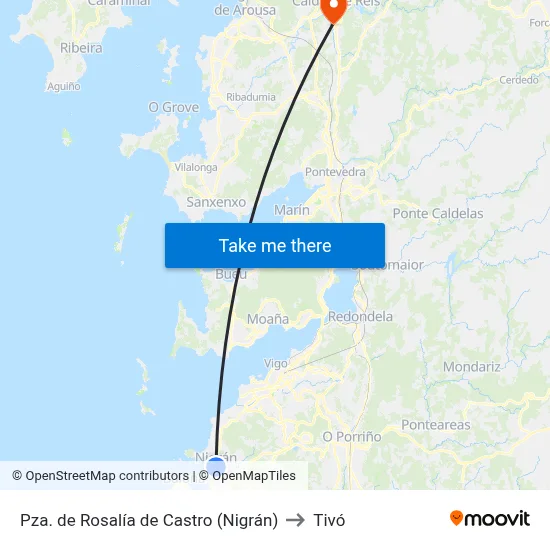 Pza. de Rosalía de Castro (Nigrán) to Tivó map