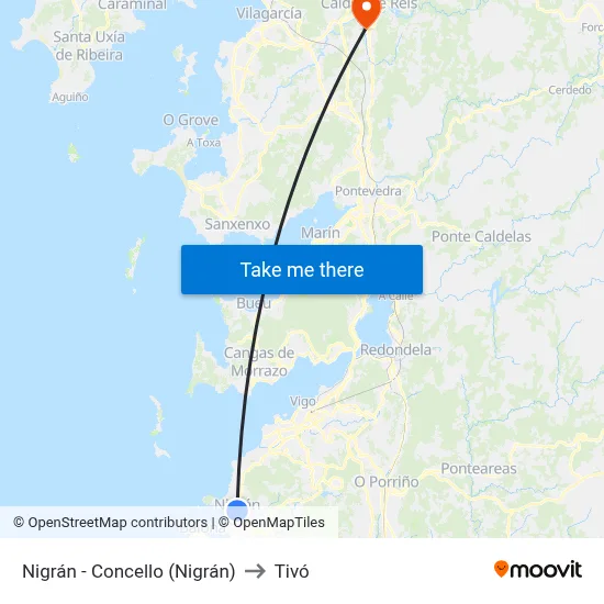 Nigrán - Concello (Nigrán) to Tivó map