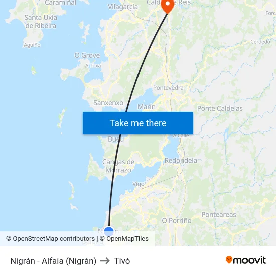 Nigrán - Alfaia (Nigrán) to Tivó map