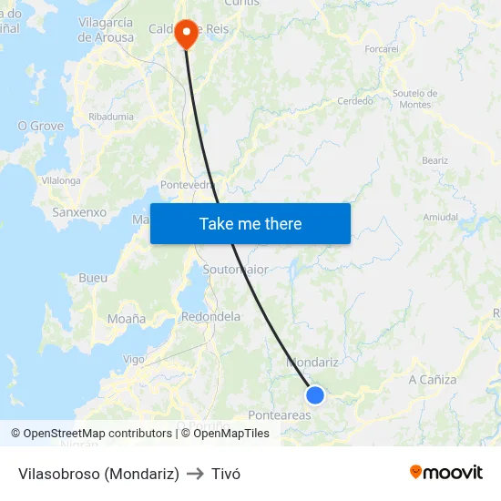 Vilasobroso (Mondariz) to Tivó map