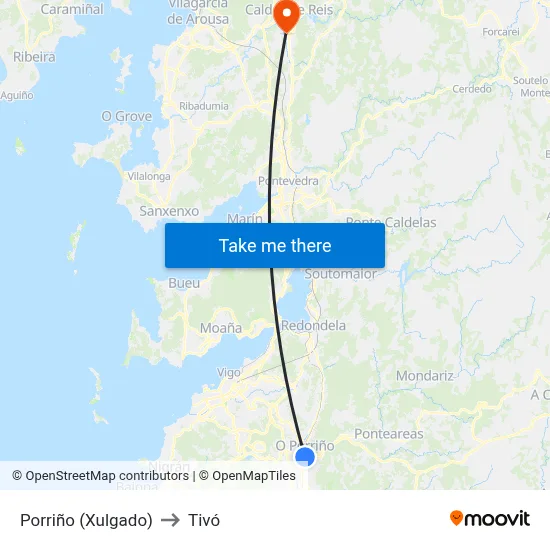 Porriño (Xulgado) to Tivó map