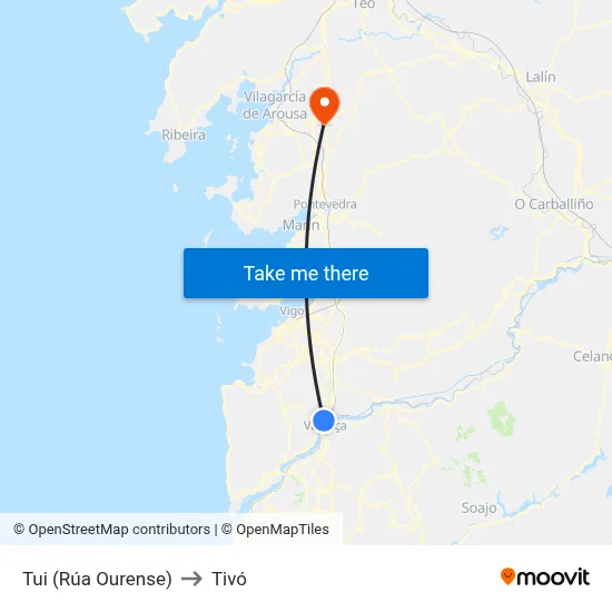 Tui (Rúa Ourense) to Tivó map