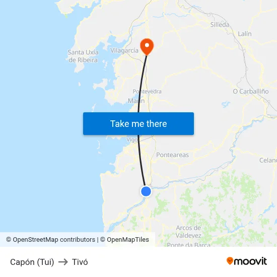 Capón (Tui) to Tivó map